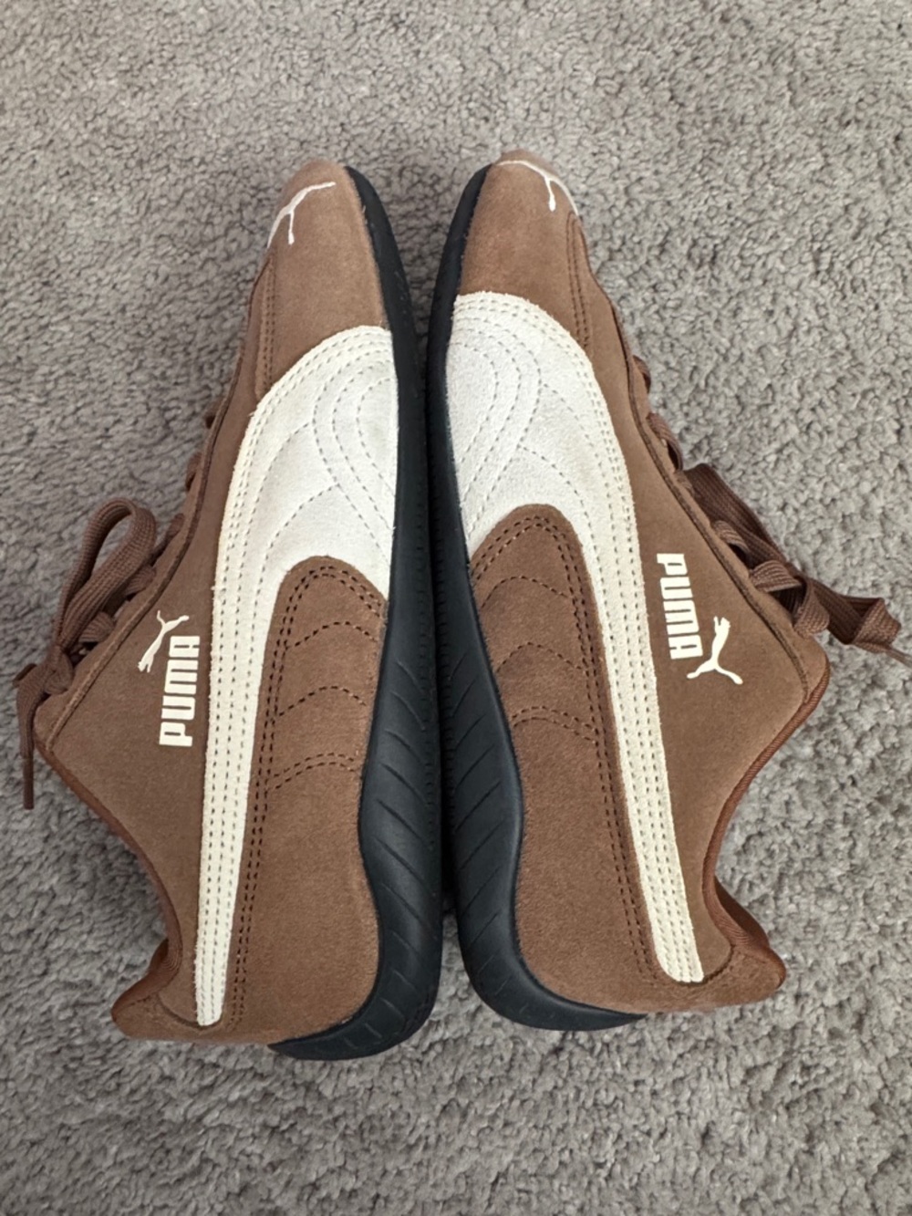 Puma Brown and White Suede Sneakers - Picture 6 of 9